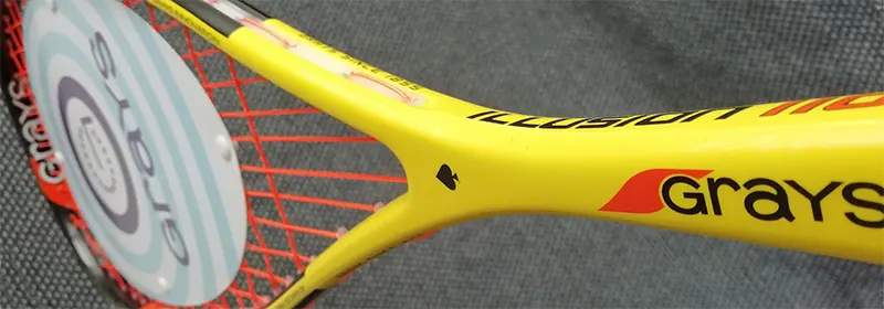 Looking down at the Grays Illusion 110 squash racket