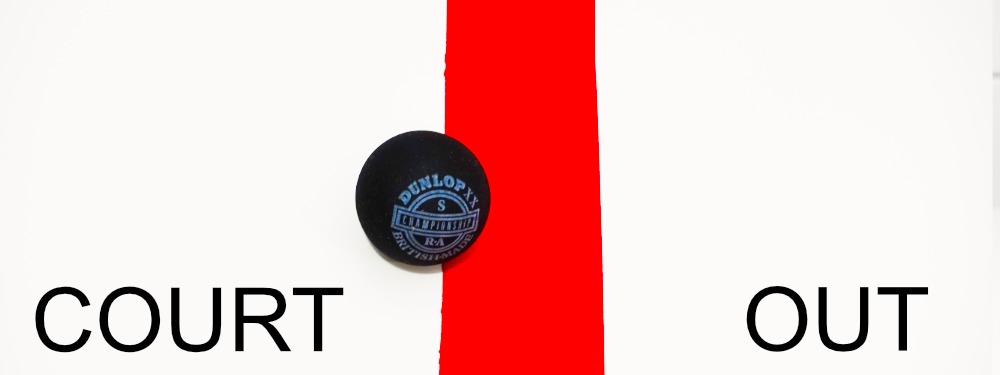 Squash ball and line recreated on my kitchen table